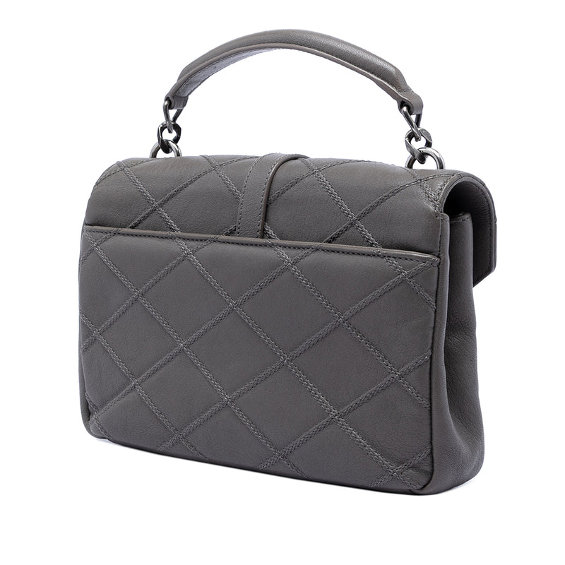 Medium Quilted Diamond Calfskin Monogram College Satchel - Image 2