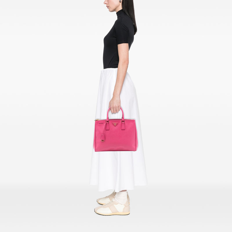 Medium Saffiano Lux Galleria Double Zip Satchel - Image 6