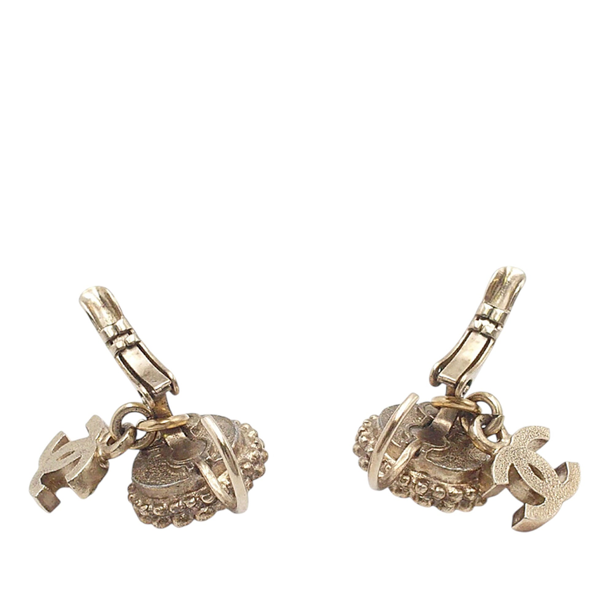 CC Gold Plated Faux Pearl Strass Clip On Earrings - Image 2