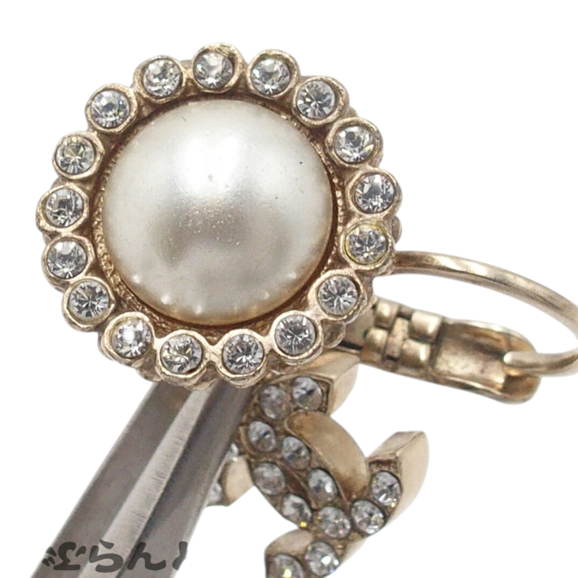 CC Gold Plated Faux Pearl Strass Clip On Earrings - Image 6