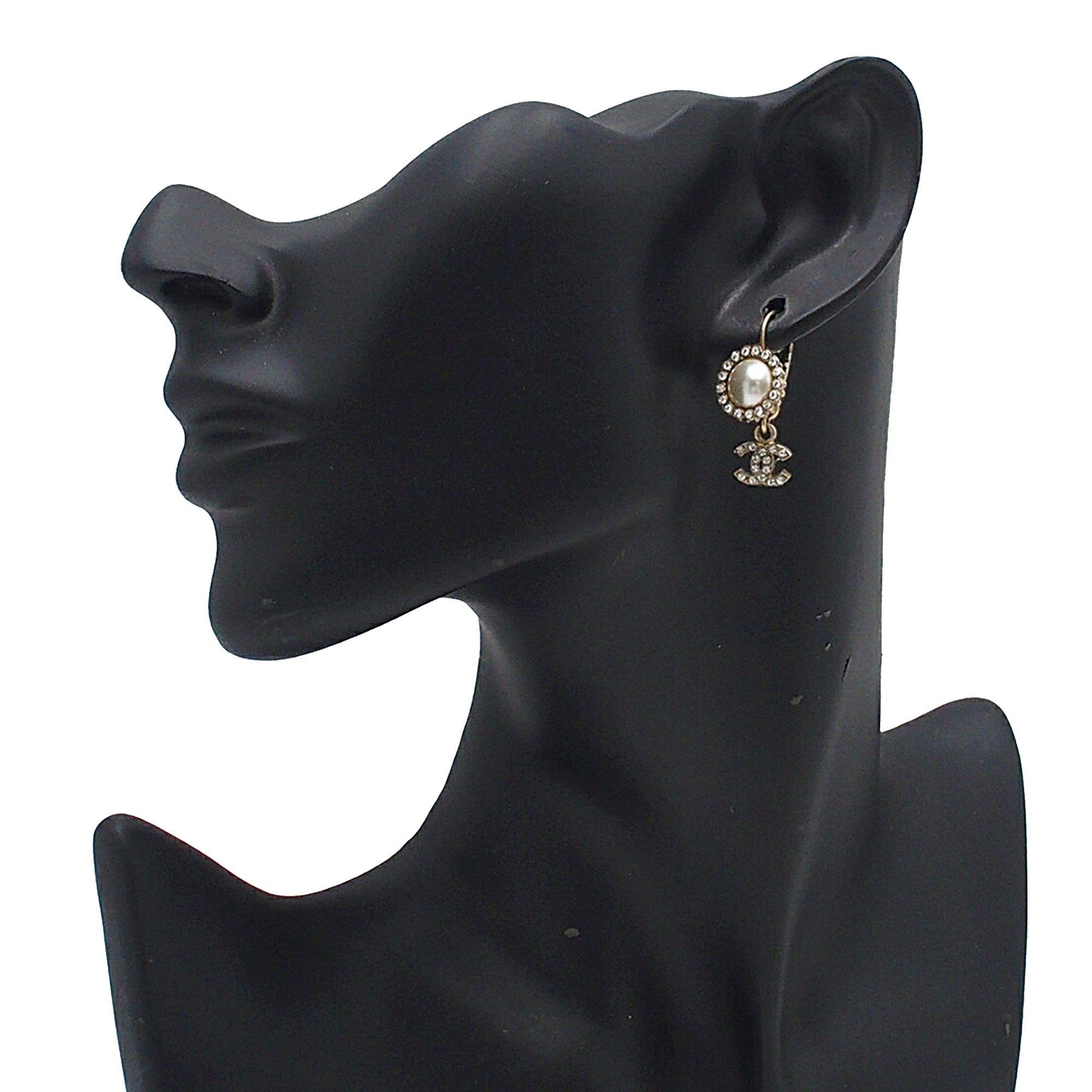CC Gold Plated Faux Pearl Strass Clip On Earrings - Image 7