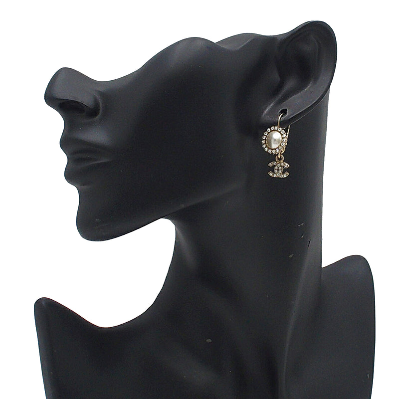 CC Gold Plated Faux Pearl Strass Clip On Earrings - Image 7