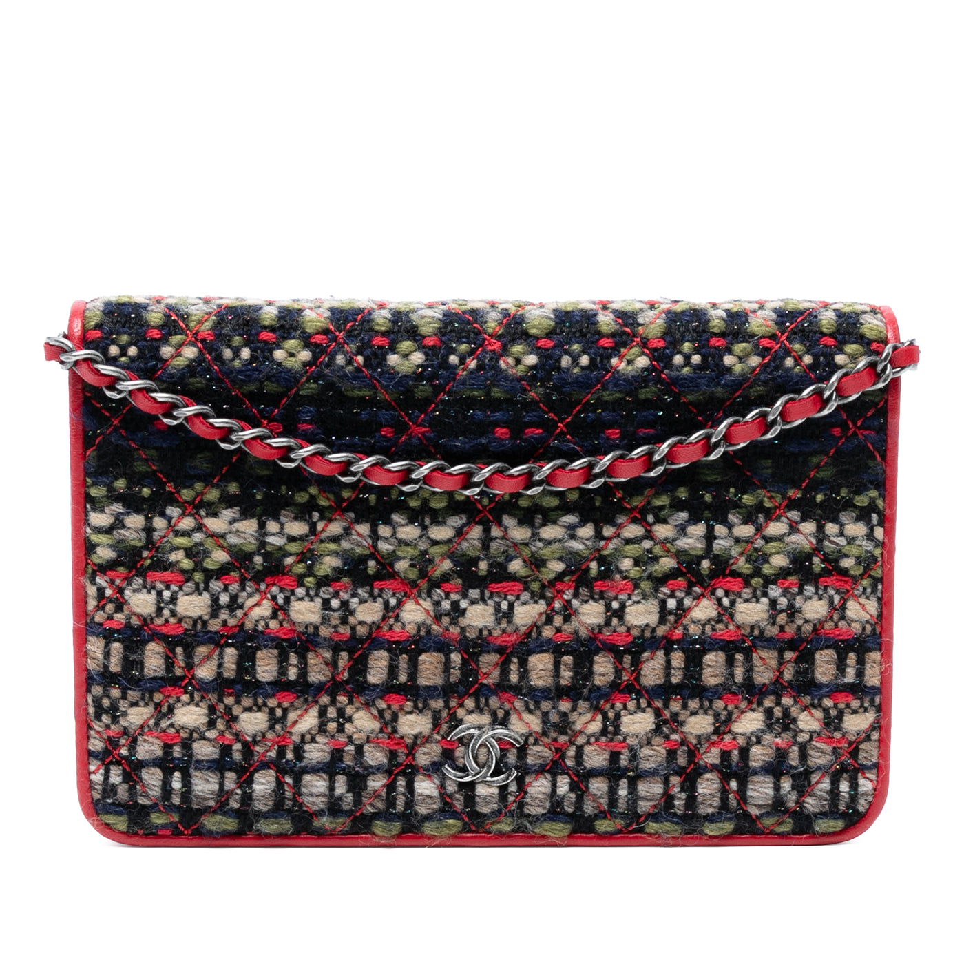 CC Quilted Tweed Wallet On Chain - Image 1