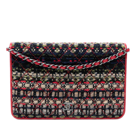 CC Quilted Tweed Wallet On Chain - Image 1