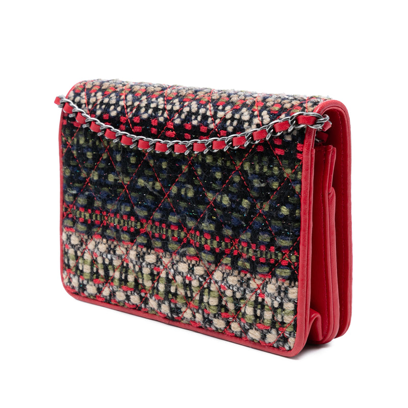 CC Quilted Tweed Wallet On Chain - Image 2