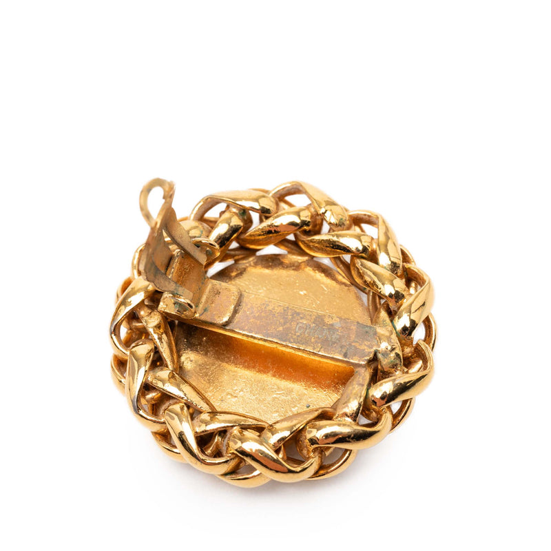 CC Gold Plated Wheat Medallion Clip On Earrings - Image 4