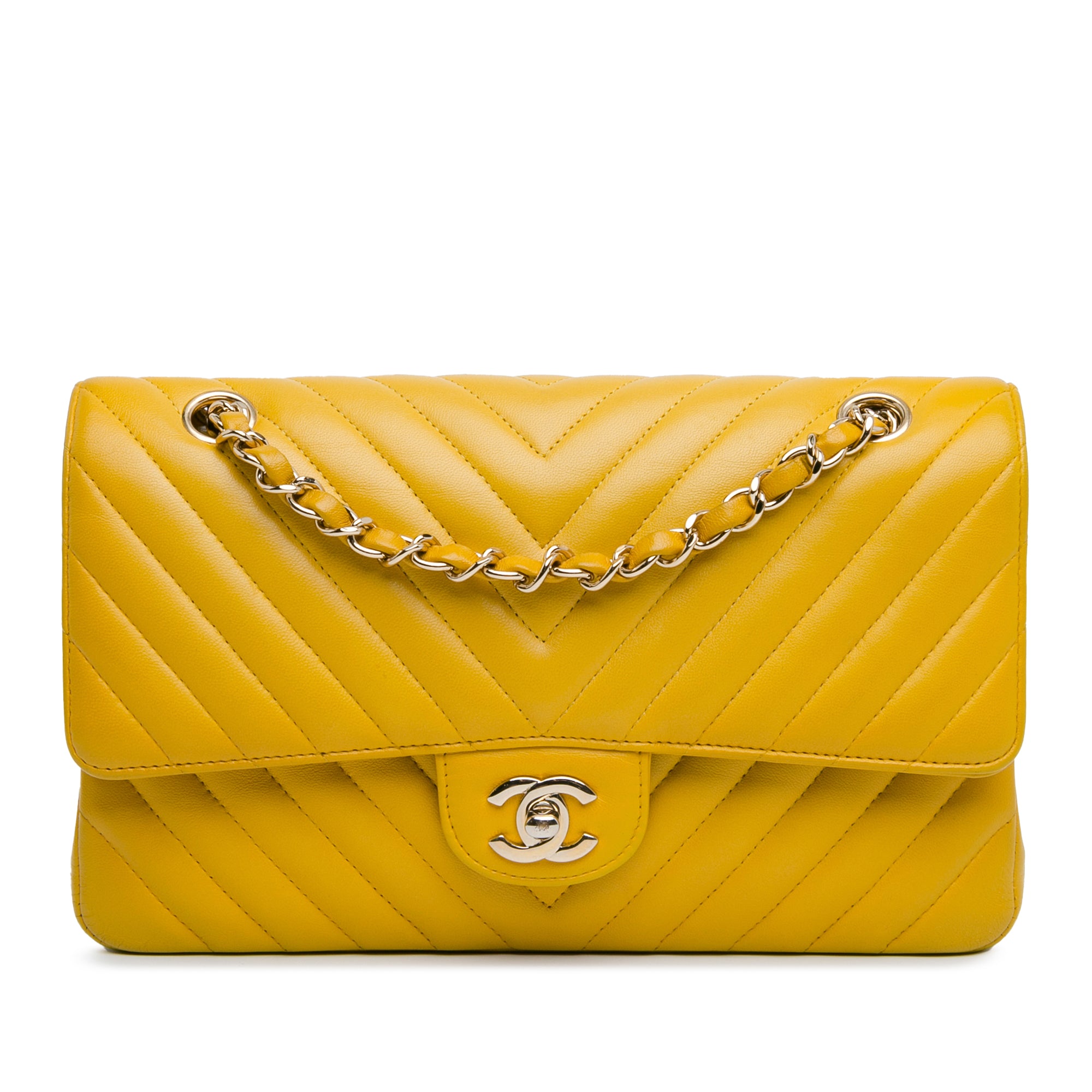 Medium Classic Chevron Lambskin Double Flap - Image 1
