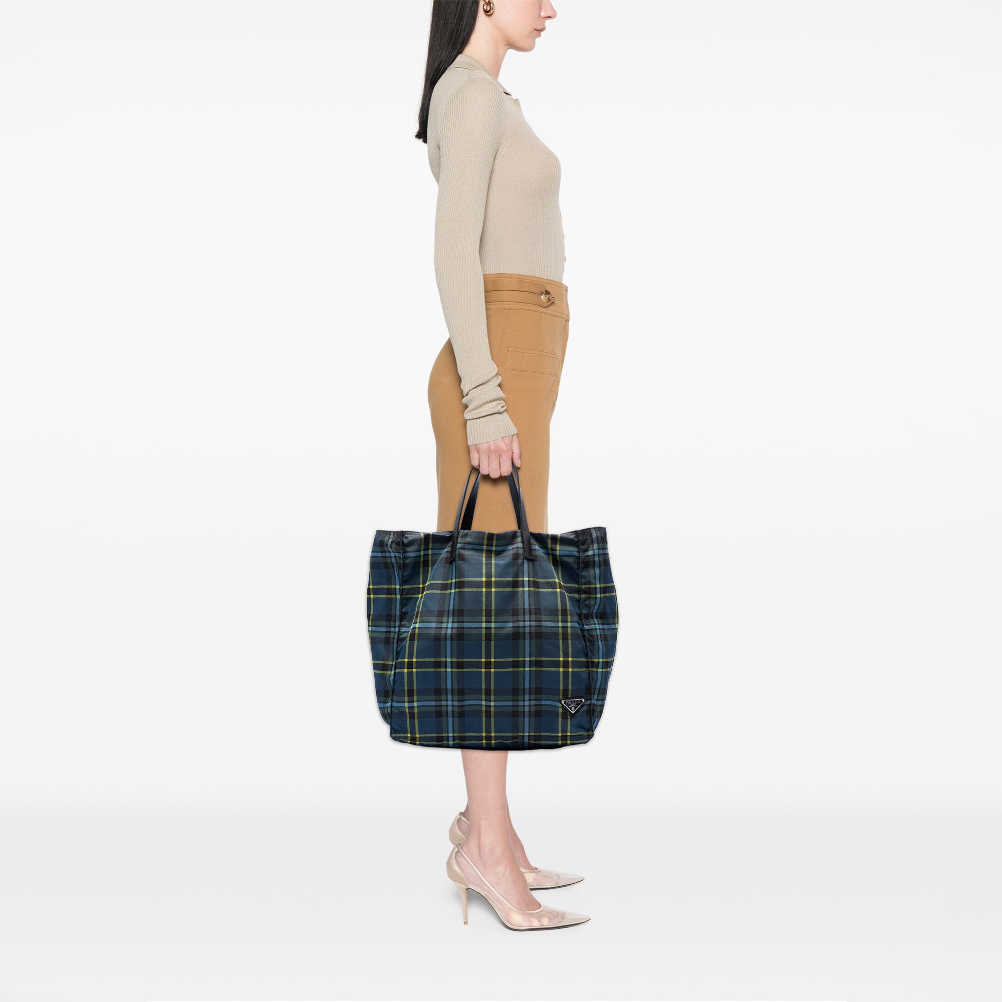 Tessuto Stampato Plaid Tote - Image 7