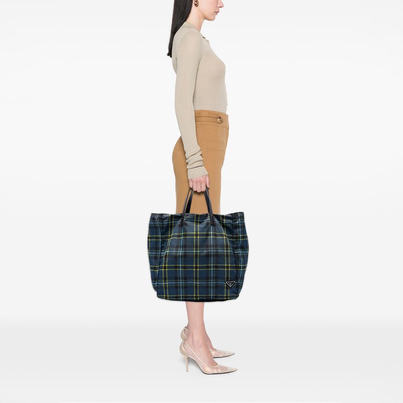 Tessuto Stampato Plaid Tote - Image 7