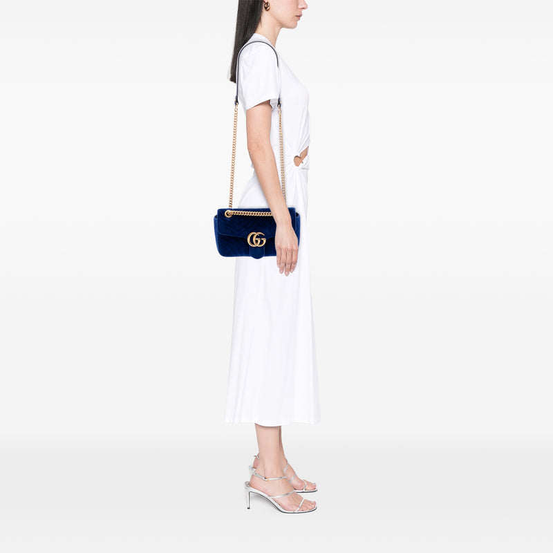 Medium GG Marmont Matelasse Velvet Shoulder Bag - Image 6