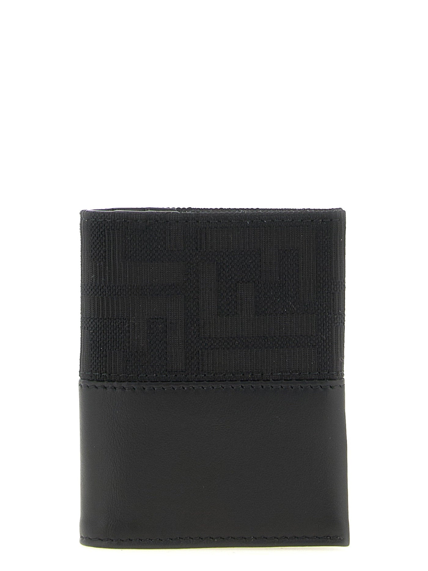 Fendi Ff Zucca Jacquard Card Case — Black Smooth Leather Exterior Cases