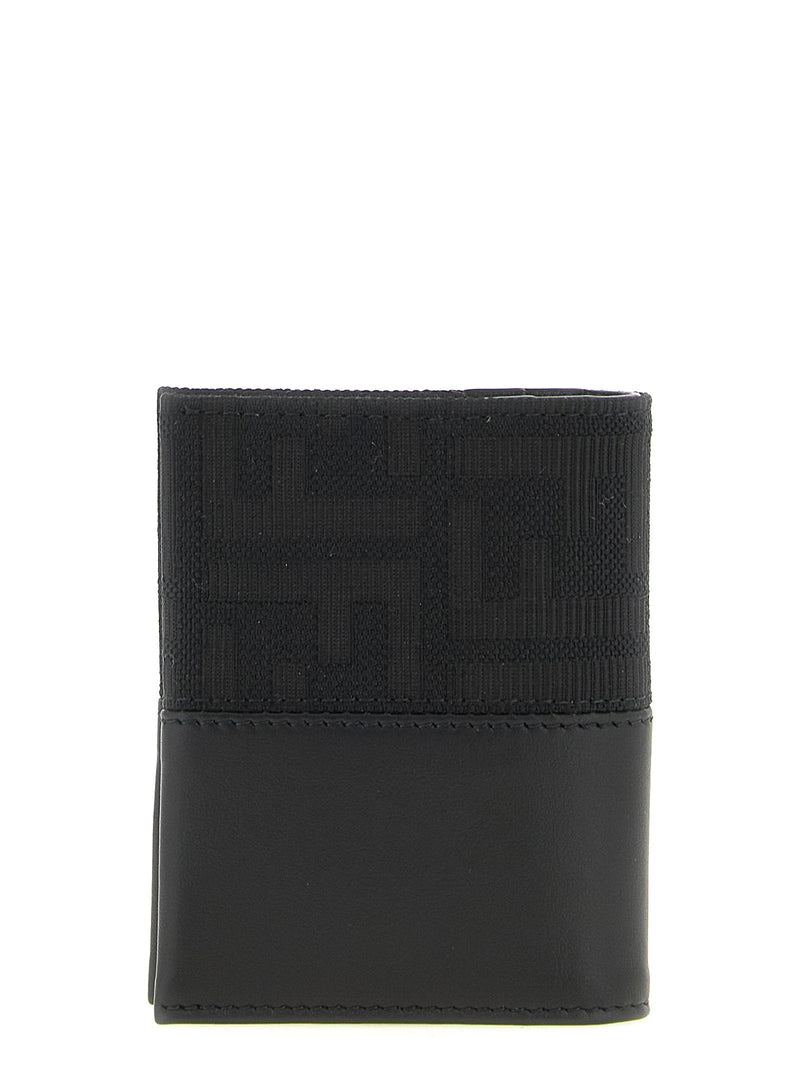 Fendi Ff Zucca Jacquard Card Case — Black Smooth Leather Exterior Cases