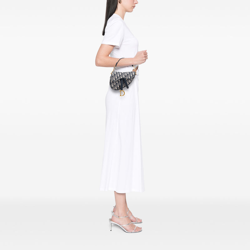 Mini Oblique Canvas Saddle Bag - Image 11