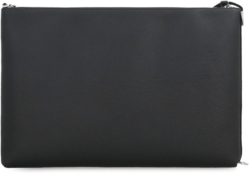 Fendi Embossed Logo Leather Clutch — Black Wallet