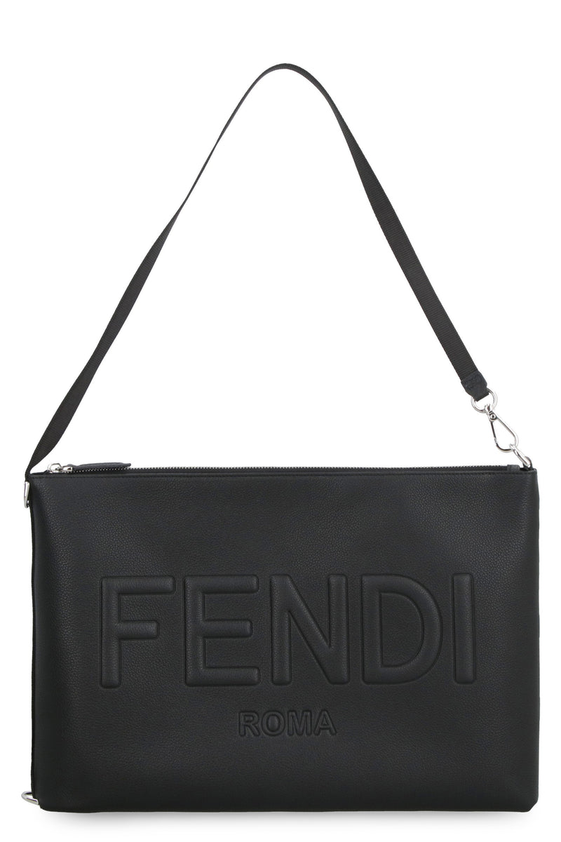 Fendi Embossed Logo Leather Clutch — Black Wallet