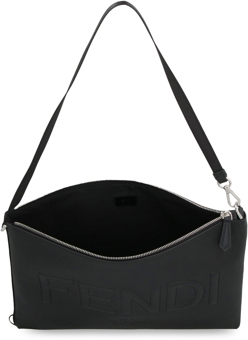 Fendi Embossed Logo Leather Clutch — Black Wallet