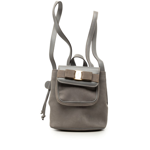 Suede Vara Bow Flap Drawstring Backpack - Image 1
