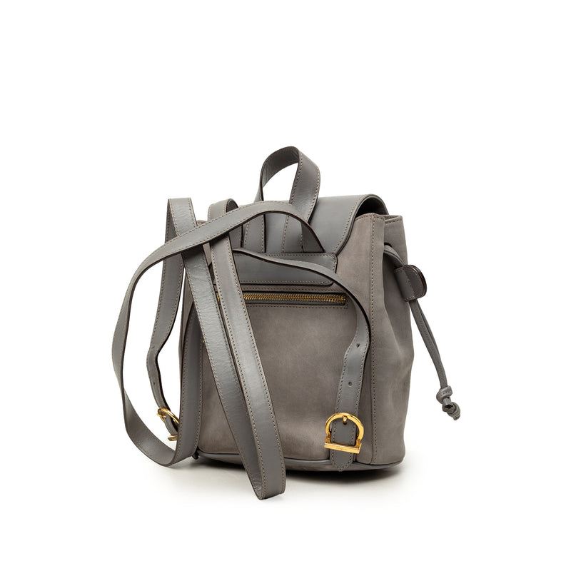 Suede Vara Bow Flap Drawstring Backpack - Image 2