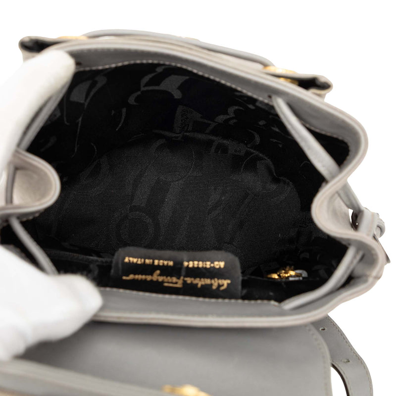 Suede Vara Bow Flap Drawstring Backpack - Image 4
