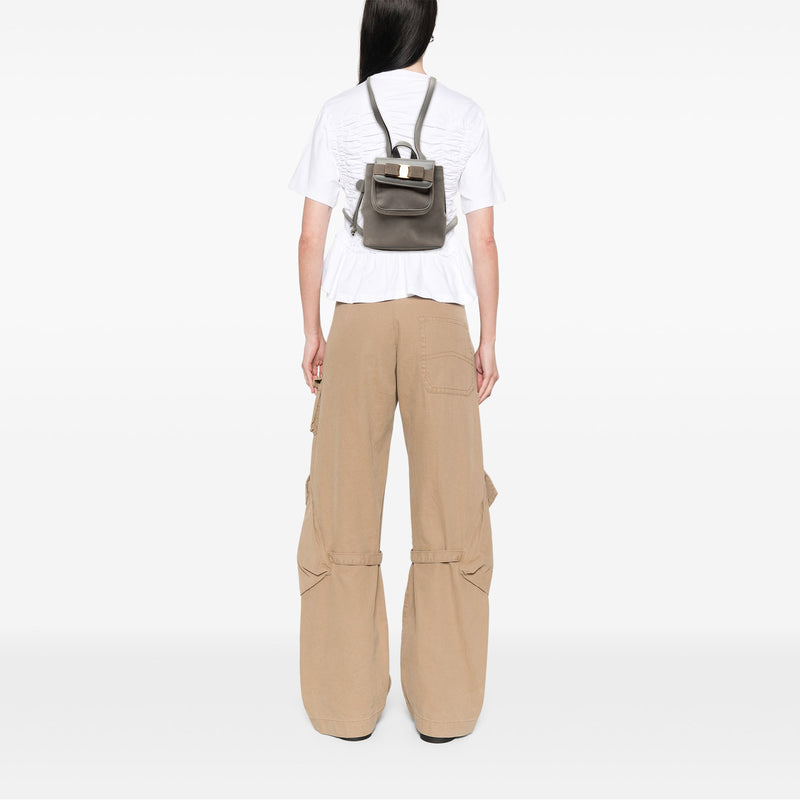 Suede Vara Bow Flap Drawstring Backpack - Image 6
