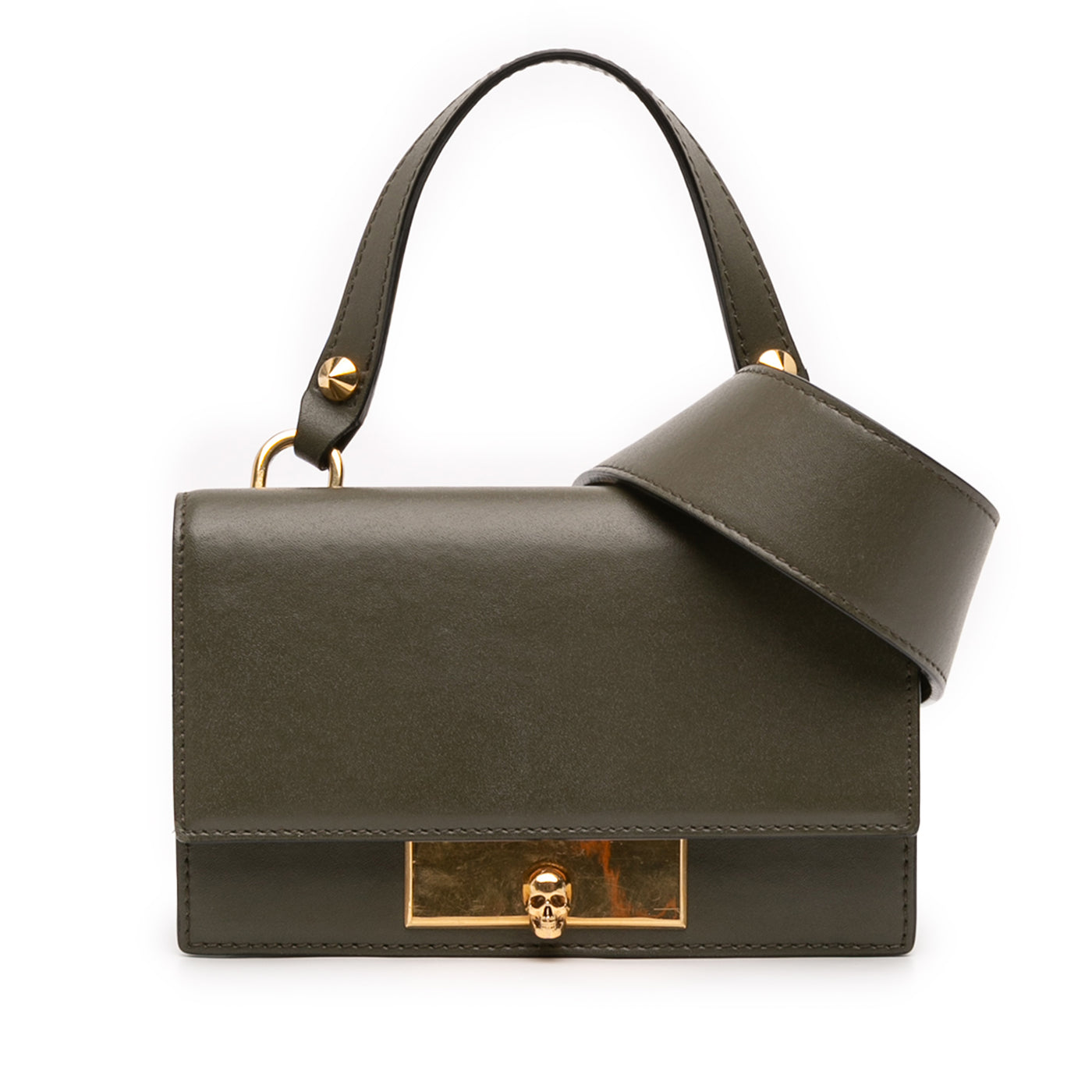 Mini Leather Skull Lock Top Handle Bag - Image 1