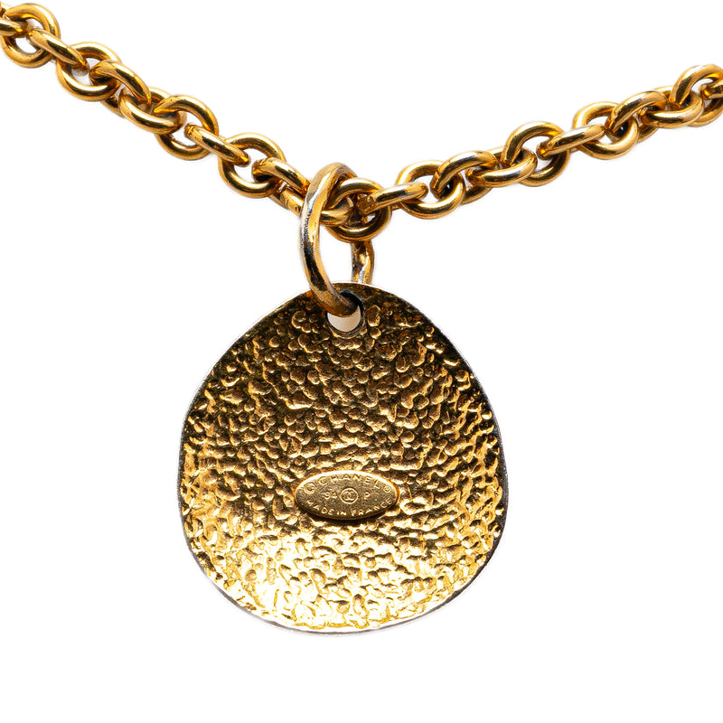 Gold Plated CC Round Pendant Necklace - Image 2