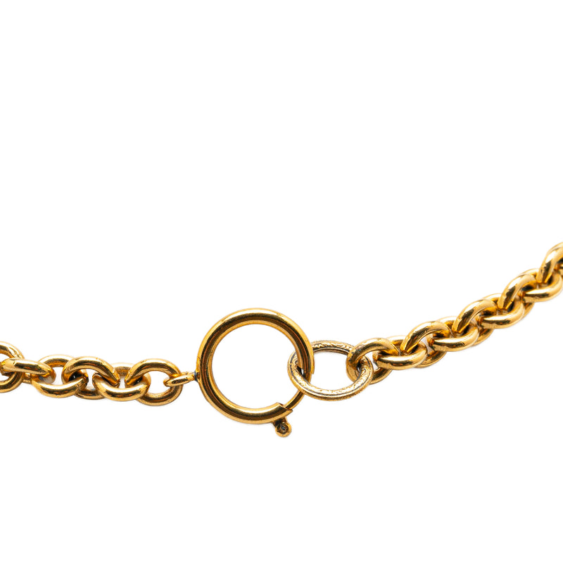 Gold Plated CC Round Pendant Necklace - Image 4