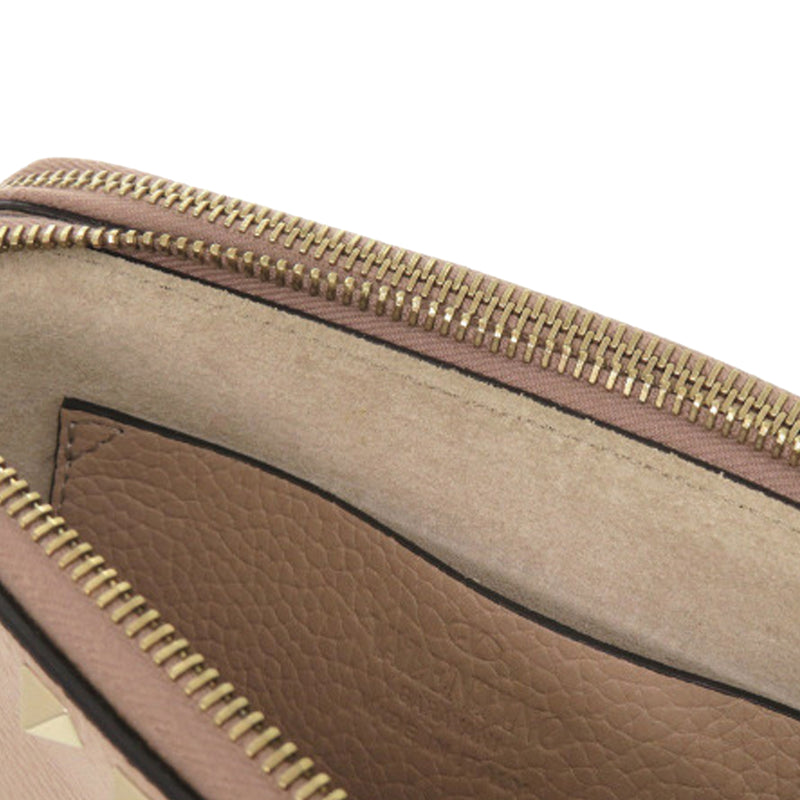 Pebbled Calfskin Rockstud Double Zip Chain Pouch - Image 12