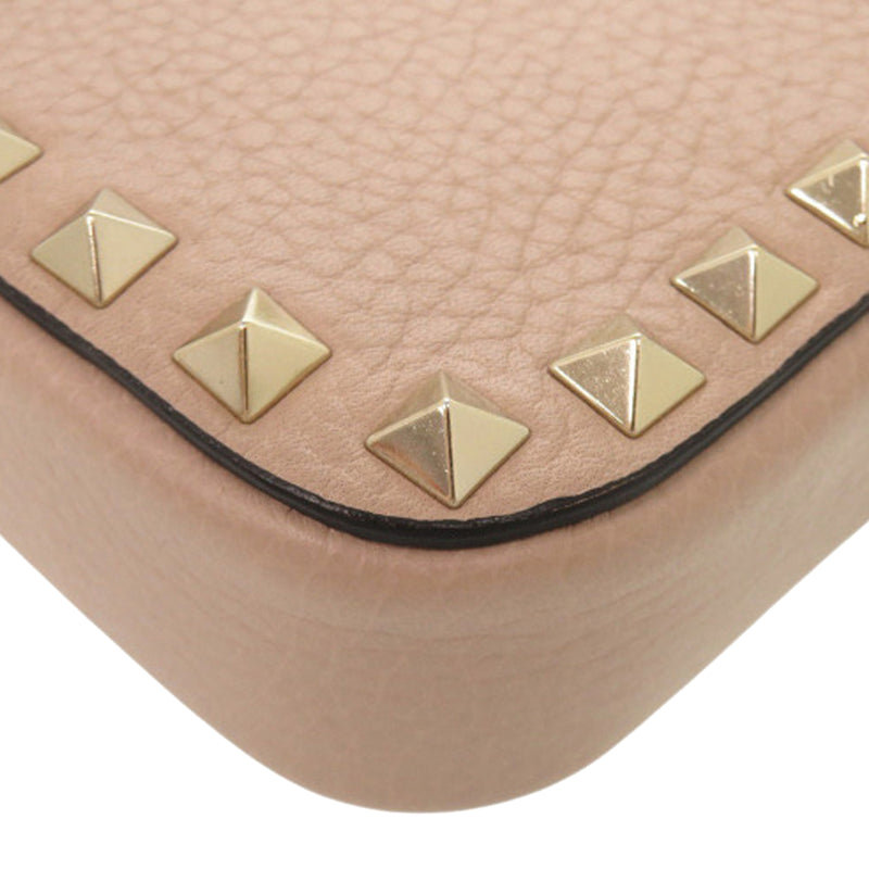 Pebbled Calfskin Rockstud Double Zip Chain Pouch - Image 14