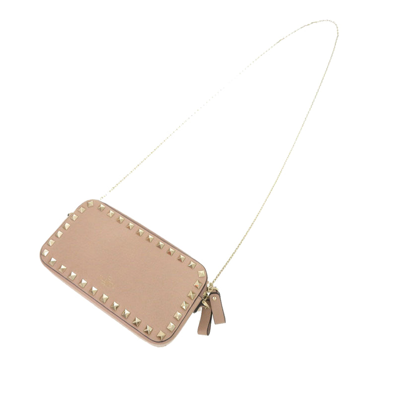 Pebbled Calfskin Rockstud Double Zip Chain Pouch - Image 17