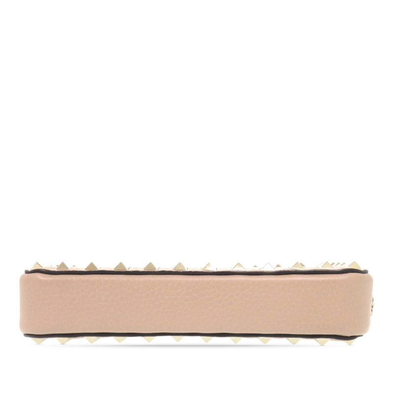 Pebbled Calfskin Rockstud Double Zip Chain Pouch - Image 3