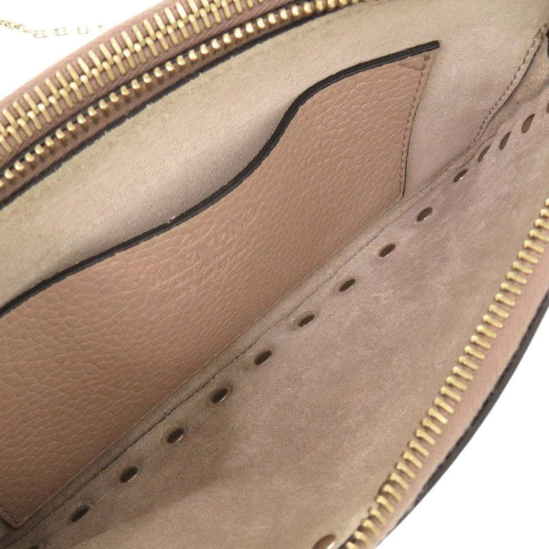 Pebbled Calfskin Rockstud Double Zip Chain Pouch - Image 4