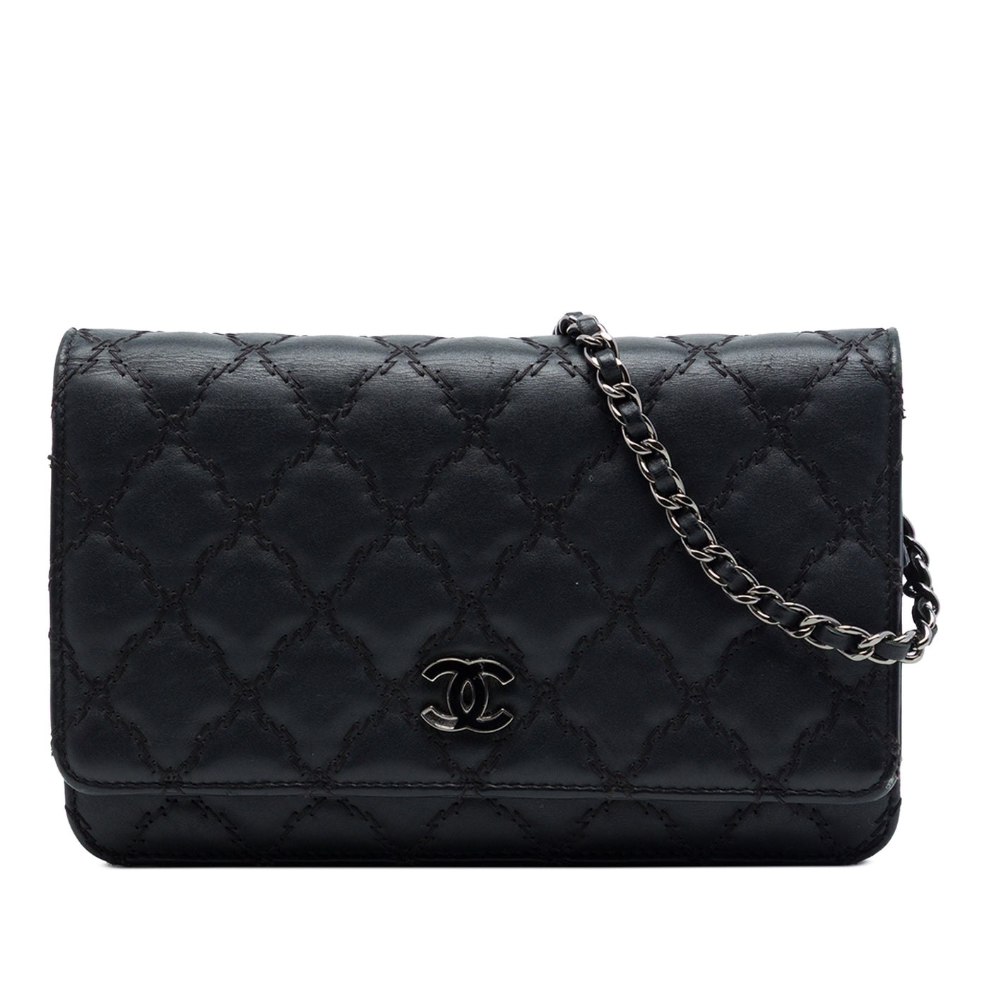 CC Quilted Calfskin Double Stitch Hamptons Wallet On Chain - Image 1