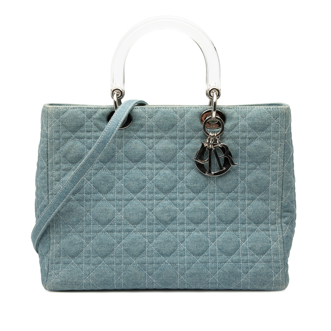Large Denim Cannage Acrylic Handles Lady Dior - Image 1