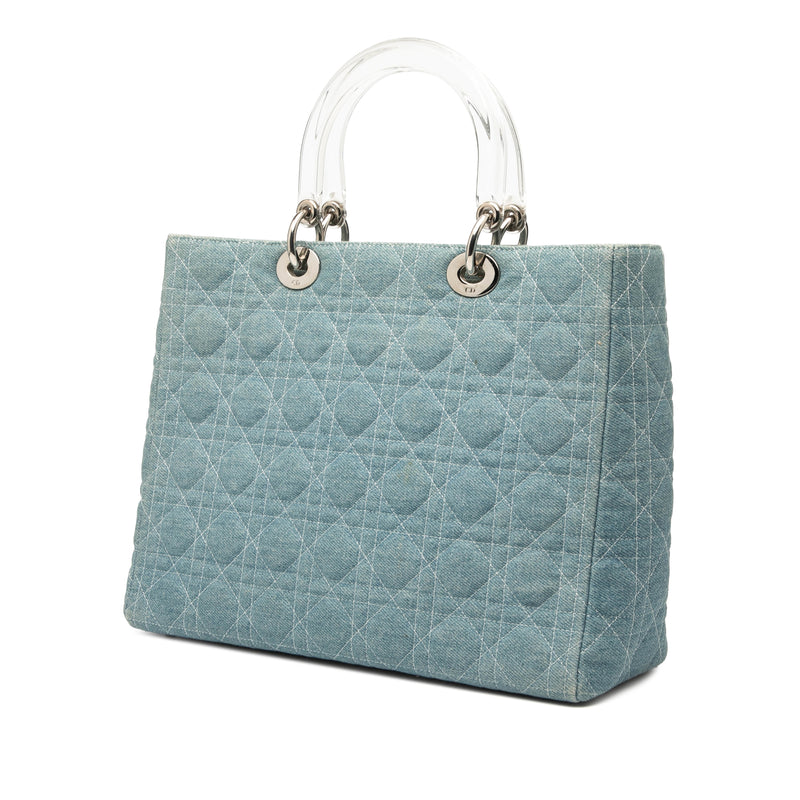 Large Denim Cannage Acrylic Handles Lady Dior - Image 2