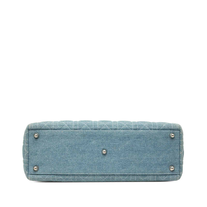 Large Denim Cannage Acrylic Handles Lady Dior - Image 3