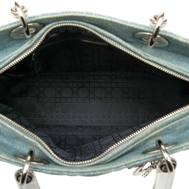 Large Denim Cannage Acrylic Handles Lady Dior - Image 4