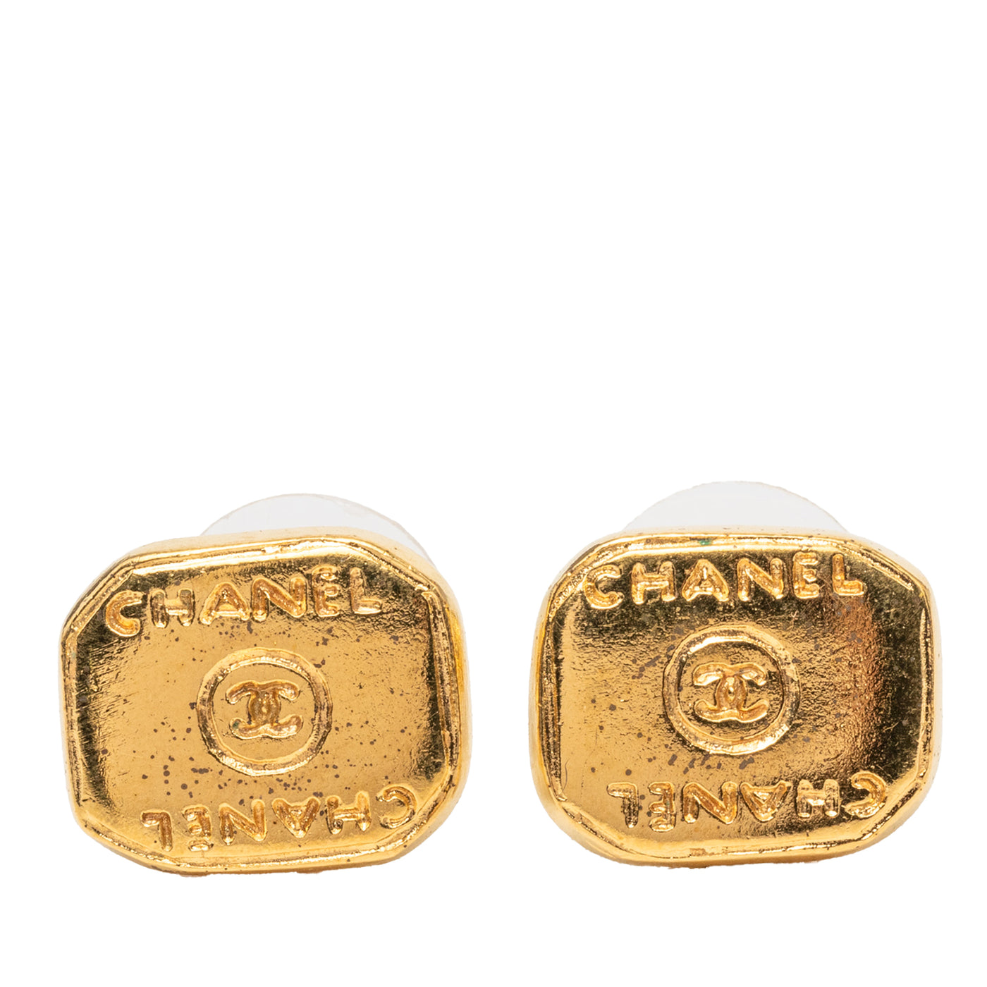 CC Gold Plated Push Back Earrings - Image 1