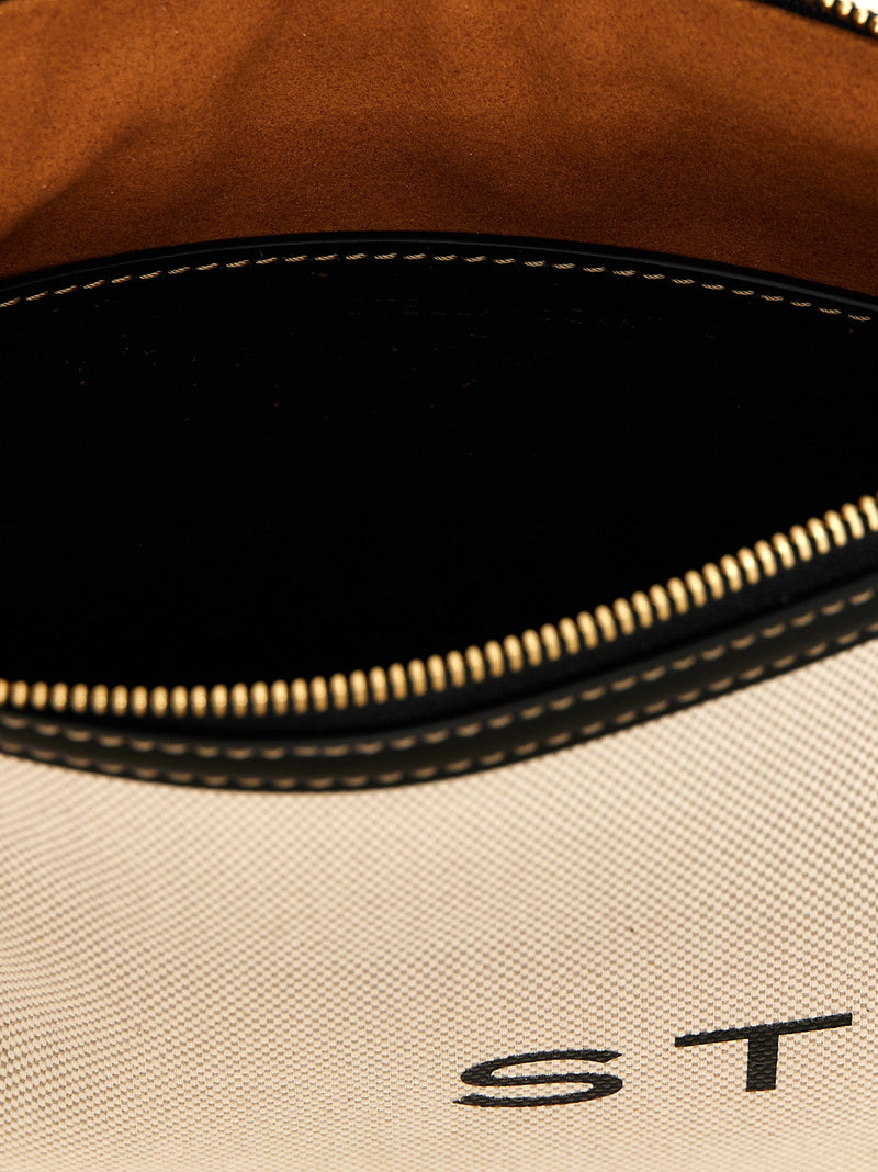Stella Mccartney Logo-Print Canvas Clutch — Cream