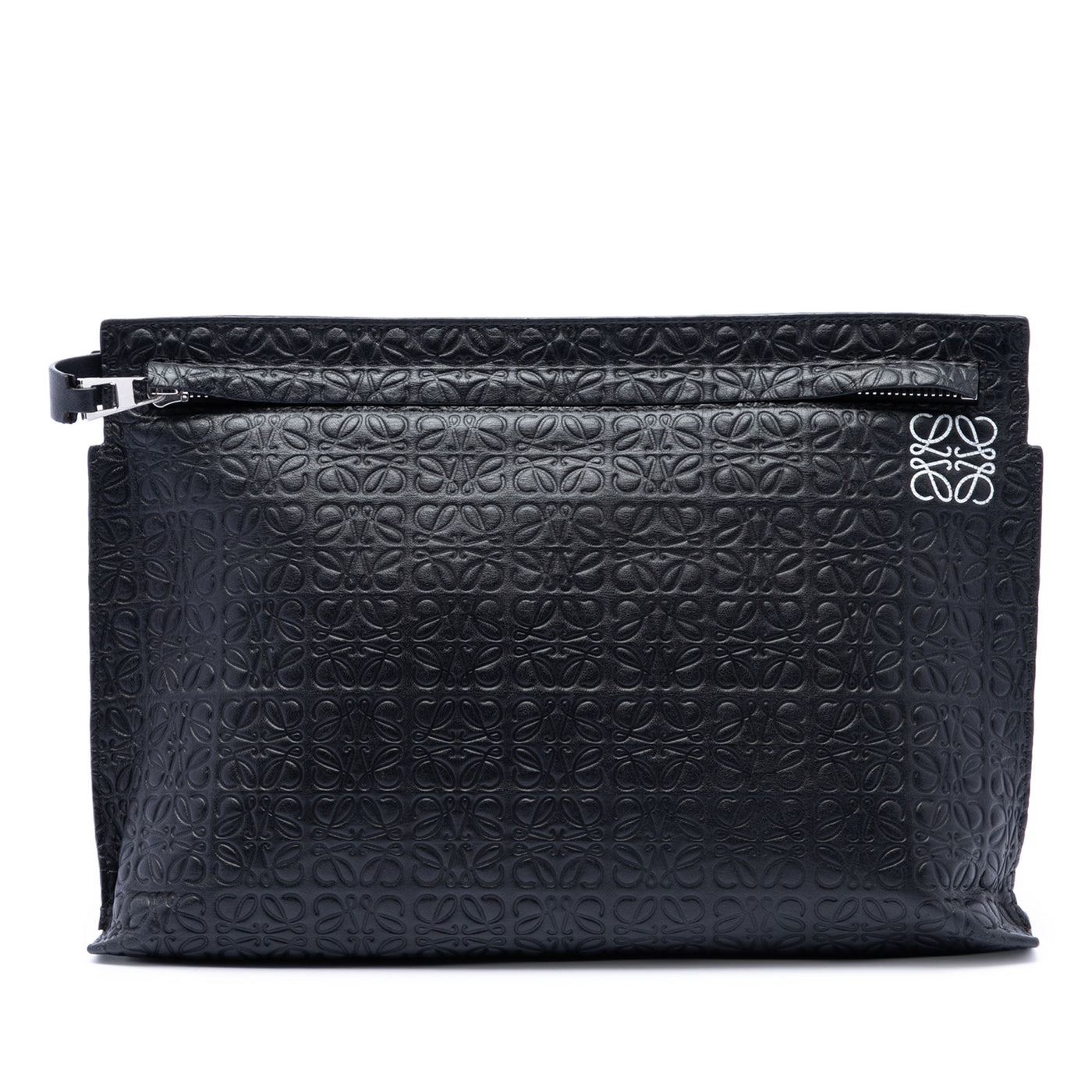 Embossed Anagram Leather Repeat T Clutch - Image 1