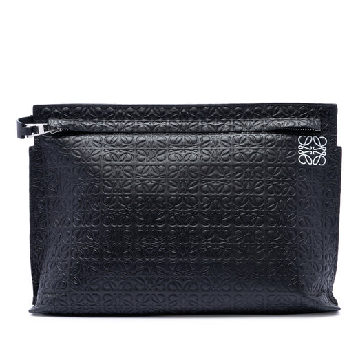 Embossed Anagram Leather Repeat T Clutch - Image 1