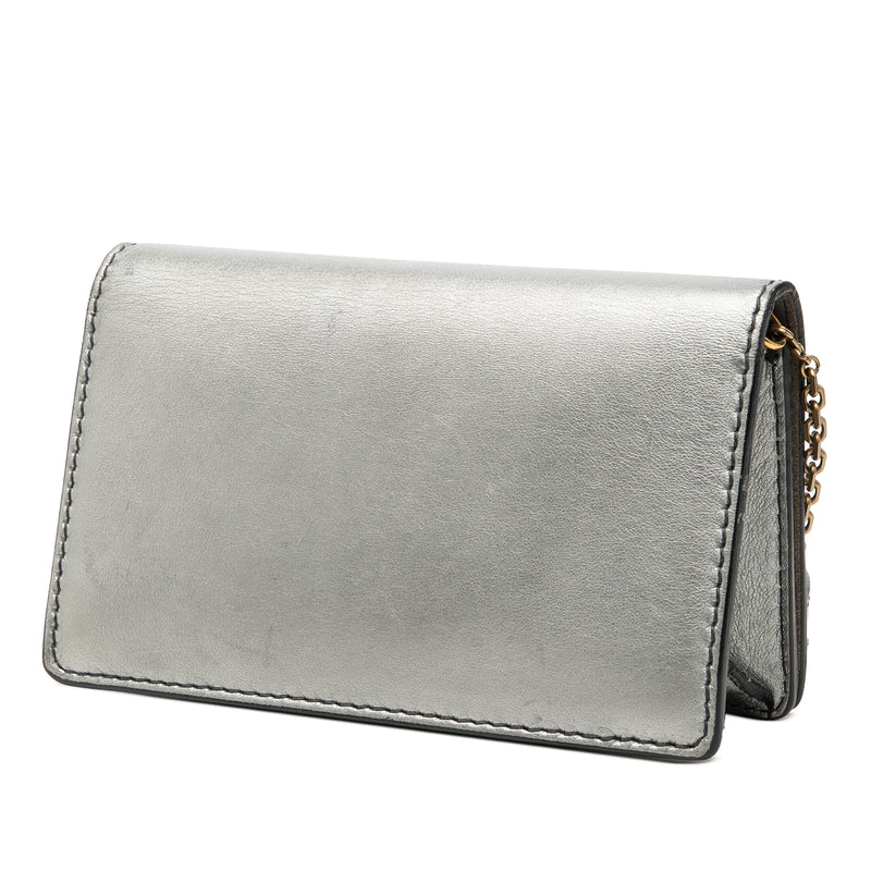 Metallic Calfskin JAdior Clutch with Chain - Image 2