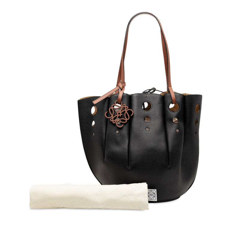 Paulas Ibiza Perforated Leather Shell Basket Tote - Image 8