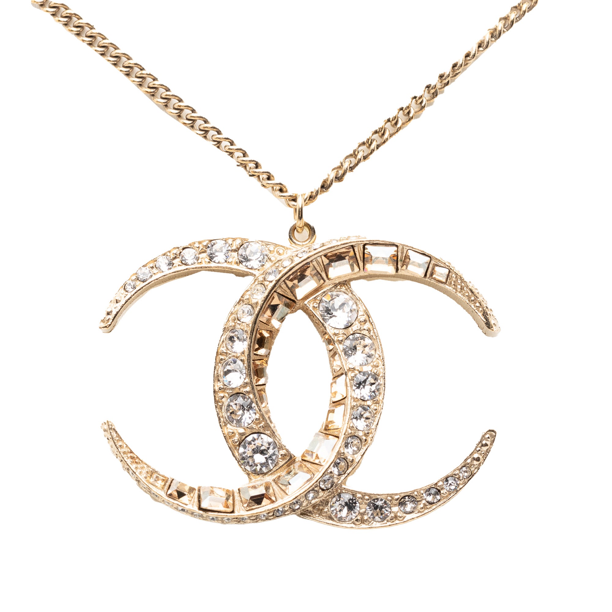 CC Gold Plated Strass Moon Pendant Necklace - Image 1