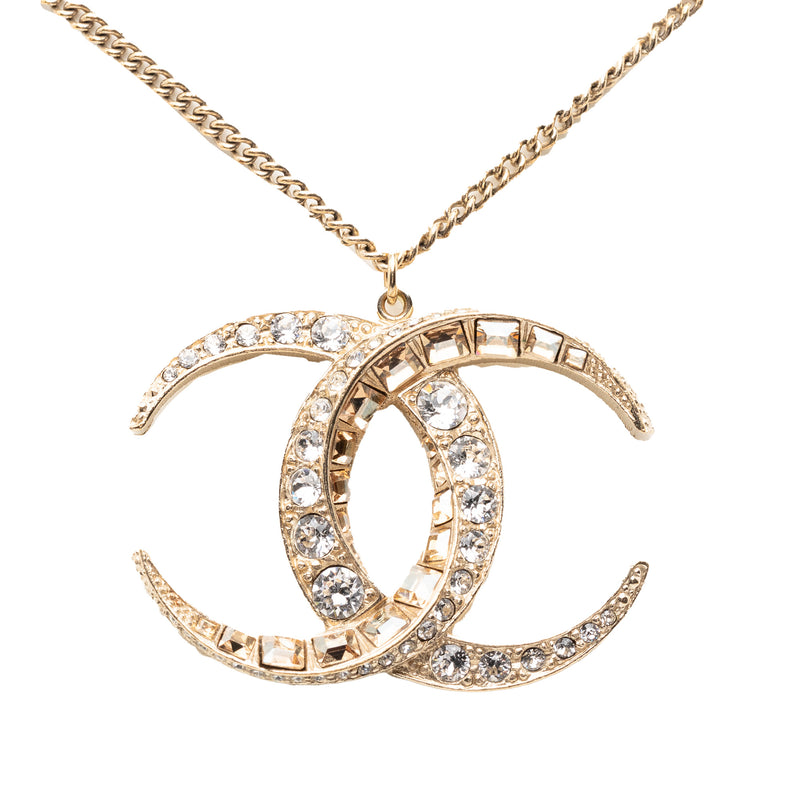 CC Gold Plated Strass Moon Pendant Necklace