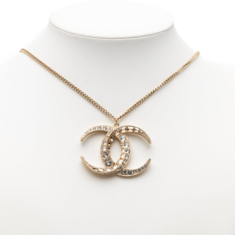 CC Gold Plated Strass Moon Pendant Necklace - Image 6