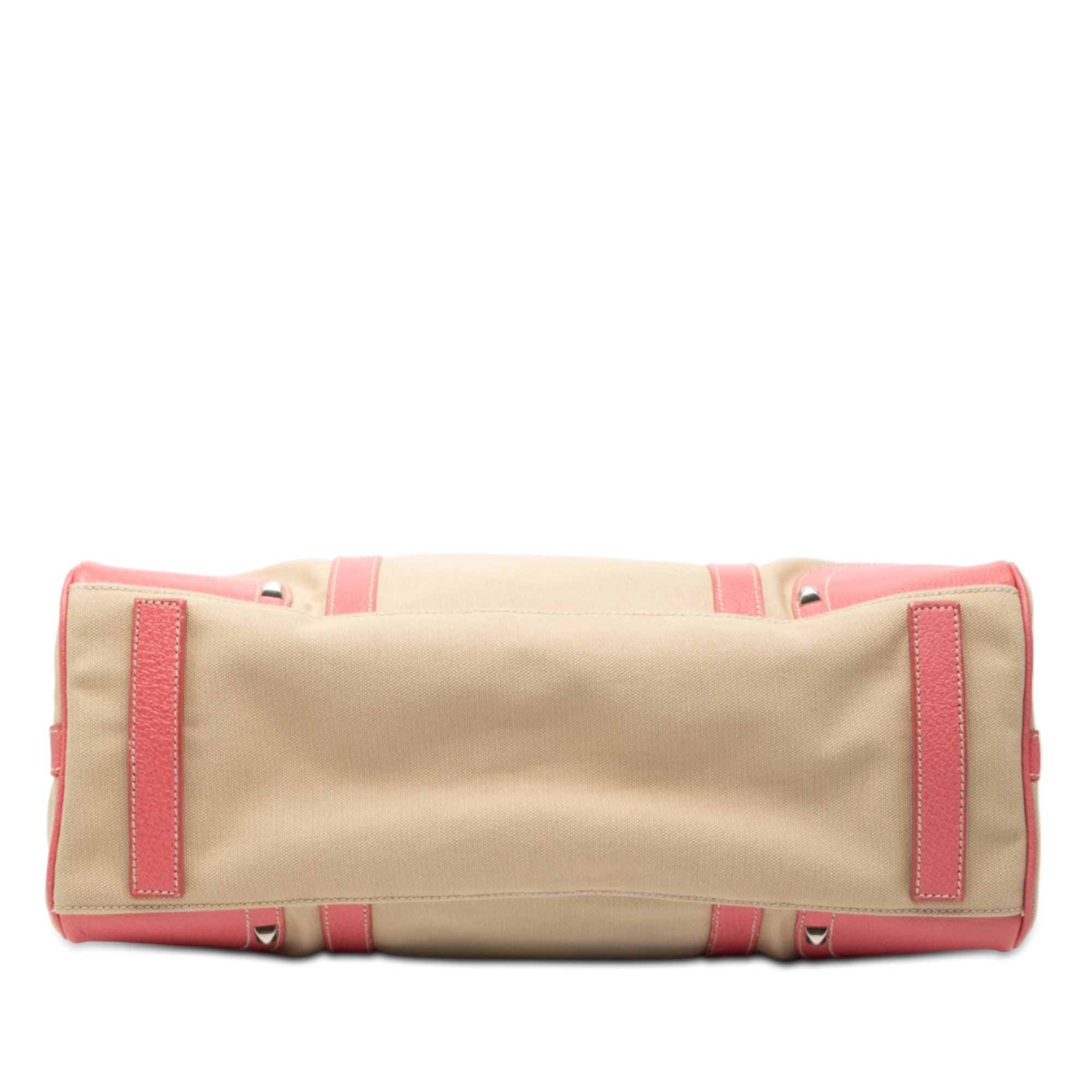 Studded Leather Trimmed Canvas Front Pocket Tote - Image 3