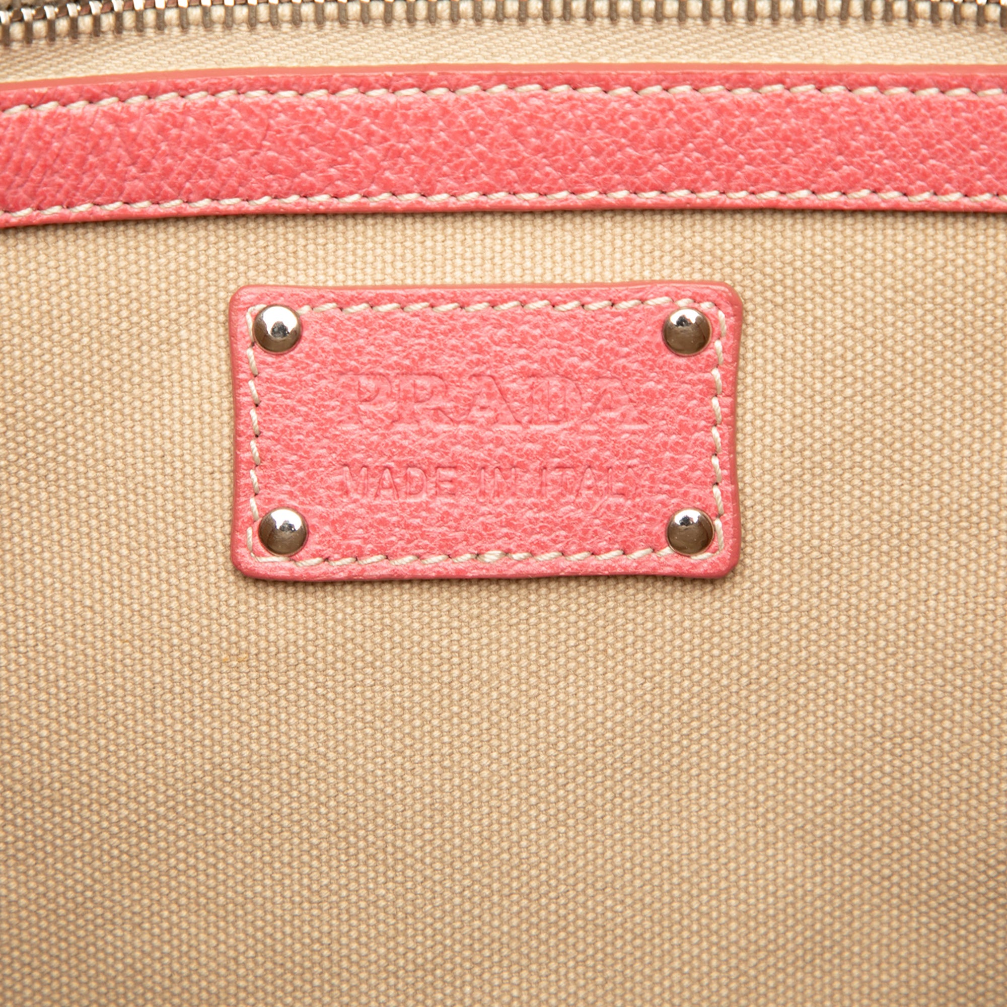 Studded Leather Trimmed Canvas Front Pocket Tote - Image 5