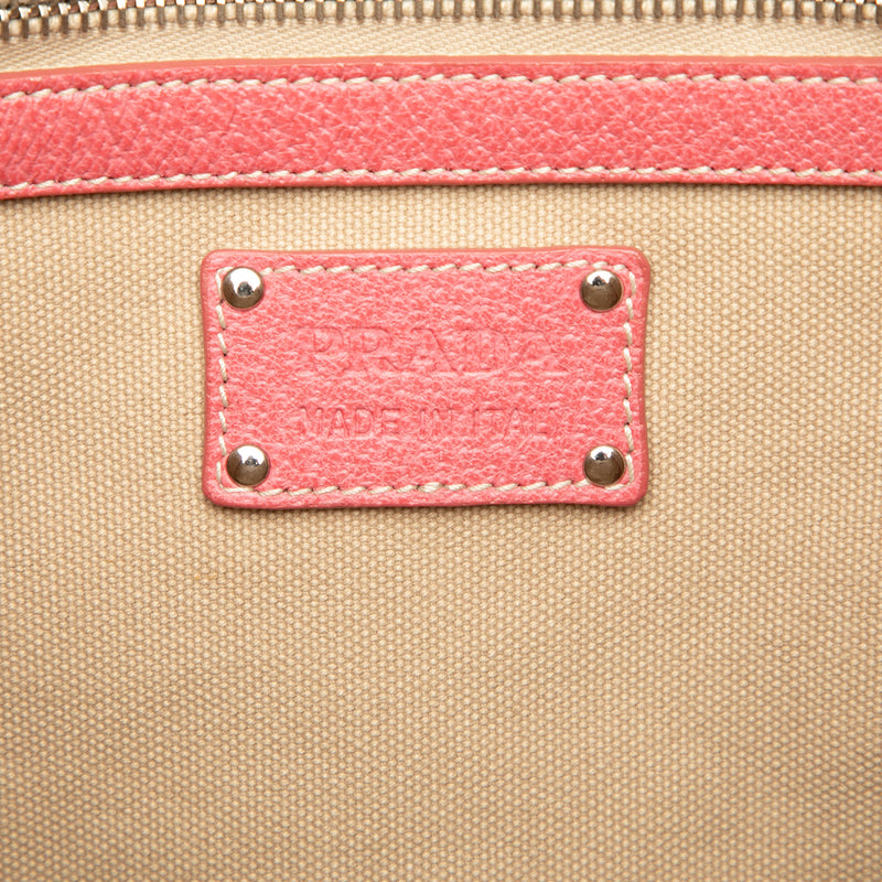 Studded Leather Trimmed Canvas Front Pocket Tote - Image 5