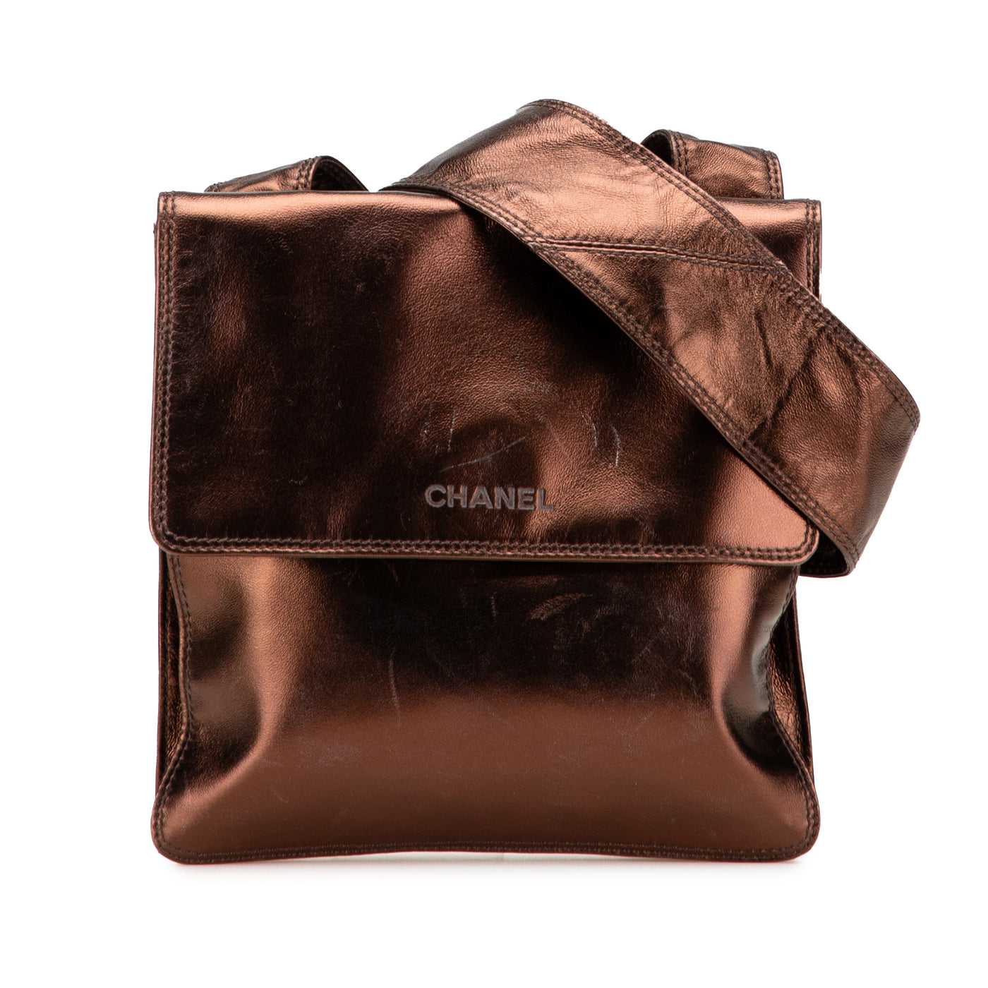 Metallic Lambskin Flap Crossbody - Image 1